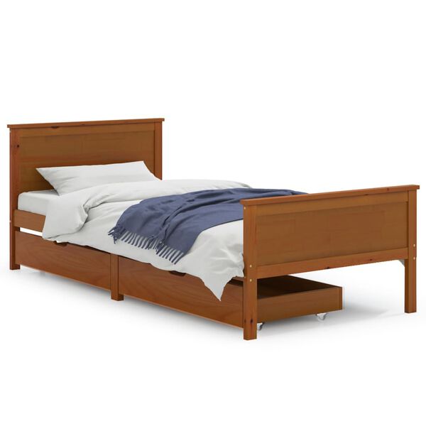 vidaXL Bed Frame without Mattress Honey Brown Solid Wood 90x200 cm