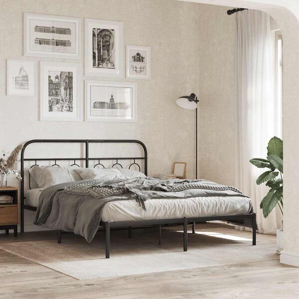 vidaXL Metal Replace Headboard Black 150 cm