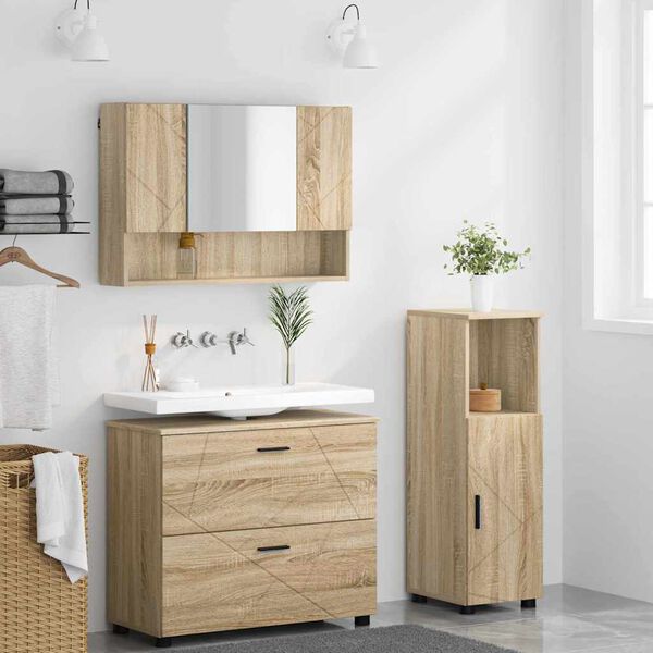 vidaXL Bathroom Furniture Set with Drawer with Shelf 3 pcs Sonoma Oak