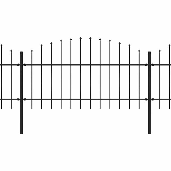 vidaXL Garden Fence with Spear Top Steel 1781.5x125 cm Black