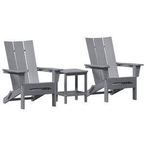 vidaXL Garden Chair 3 pcs Light Grey 80.5 x 74.5 x 92 cm Polyethylene