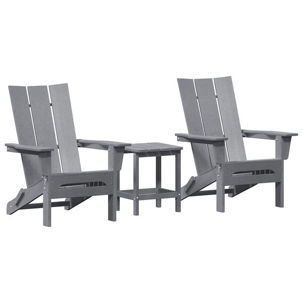 vidaXL Garden Chair 3 pcs Light Grey 80.5 x 74.5 x 92 cm Polyethylene