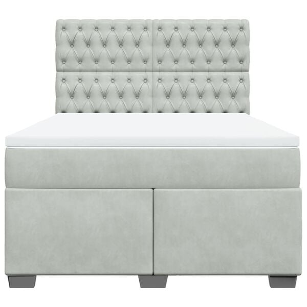 vidaXL Box Spring Bed with Mattress Light Grey 140x190 cm Velvet