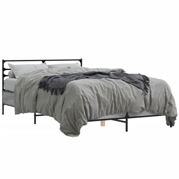 vidaXL Bed Frame without Mattress Grey Sonoma 120x190 cm Small Double