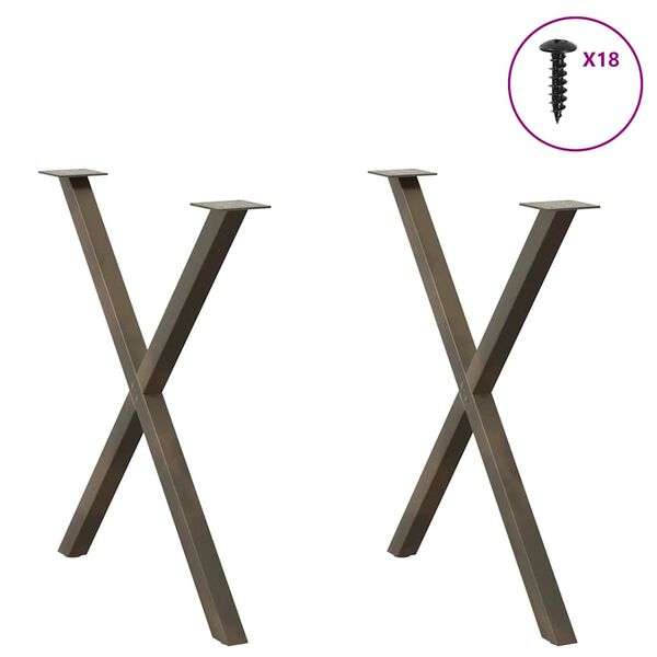 vidaXL Dining Table Legs X-Shaped 2 pcs Natural Steel 80x(72-73) cm Steel