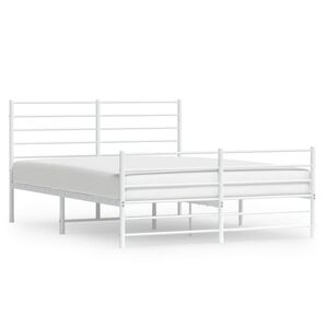 vidaXL Metal Bed Frame without Mattress with Footboard White 120x190cm