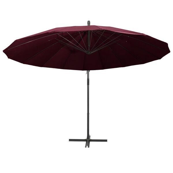 vidaXL Hanging Garden Parasol Burgundy 3 m Aluminium Pole