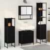 vidaXL Bathroom Furniture Set with Shelf 4 pcs Black Engineered wood