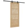 vidaXL Sliding Door Natural and Black 83 x 202 cm Solid Pine Wood