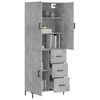 vidaXL Highboard Concrete Grey 69.5x34x180 cm Engineered Wood
