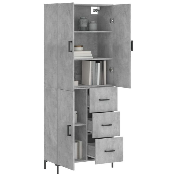 vidaXL Highboard Concrete Grey 69.5x34x180 cm Engineered Wood
