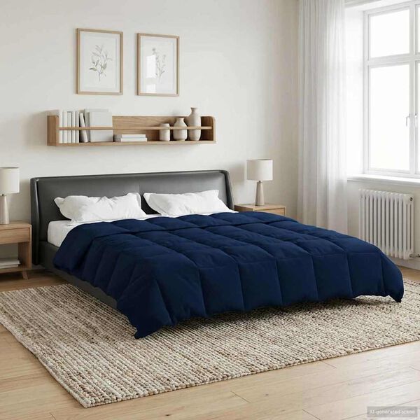 vidaXL Full Year Duvet Quilted Dark Blue 200 x 240 cm Microfiber