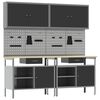 vidaXL Work Bench Set 8 pcs Black and Grey 200 x 55 x 200 cm Steel