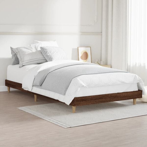 vidaXL Bed Frame without Mattress Brown Oak 100x200 cm Engineered Wood