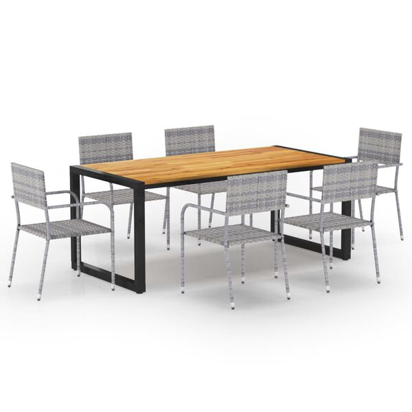 vidaXL 7 Piece Garden Dining Set Grey