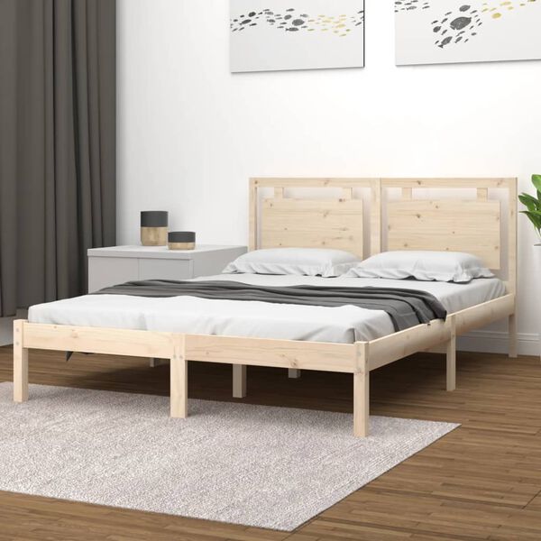 vidaXL Bed Frame without Mattress 150x200 cm King Size Solid Wood