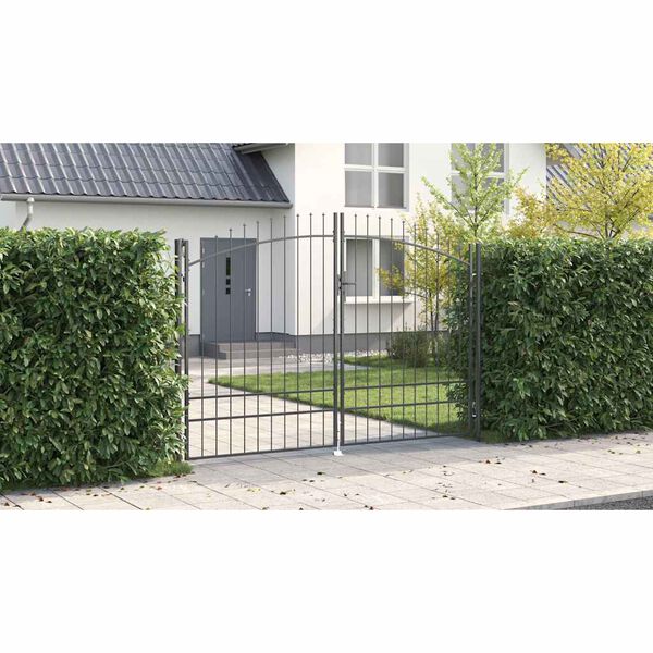 vidaXL Garden Gate with Lock Grey 200 x 300 cm Steel