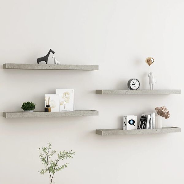vidaXL Loggia Wall Shelves 4 pcs Concrete Grey 80x15x4 cm MDF