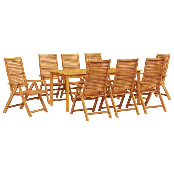 vidaXL Garden Dining Set 9 pcs Brown Solid Acacia Wood