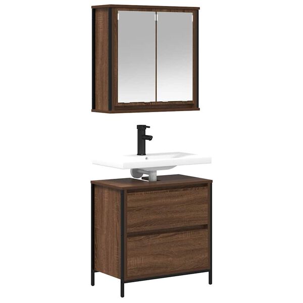 vidaXL 2 Piece Bathroom Furniture Set Brown Oak Engineered Wood