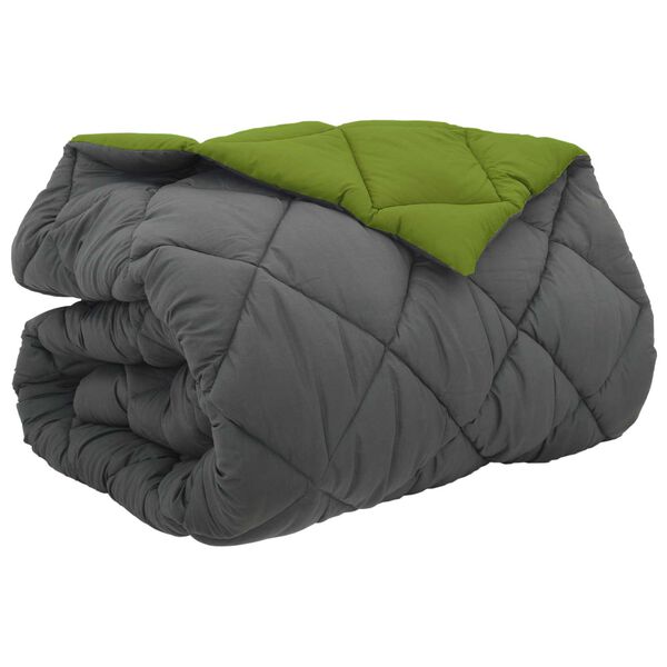 vidaXL Winter Duvet Green and Anthracite 240 x 200 cm Microfiber