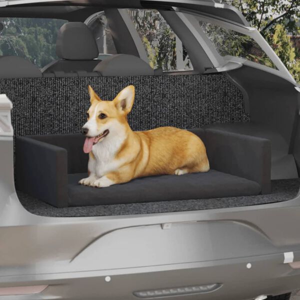 vidaXL Dog Car Boot Black 90x60 cm Linen Look