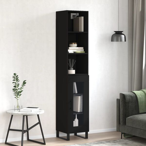 vidaXL Highboard Black 34.5x34x180 cm Engineered Wood