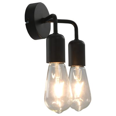 vidaXL Wall Light with Filament Bulbs 2 W Black E27