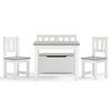 vidaXL 4 Piece Children Table and Chair Set White and Grey MDF