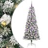 vidaXL Artificial Hinged Christmas Tree Green and White 180 cm