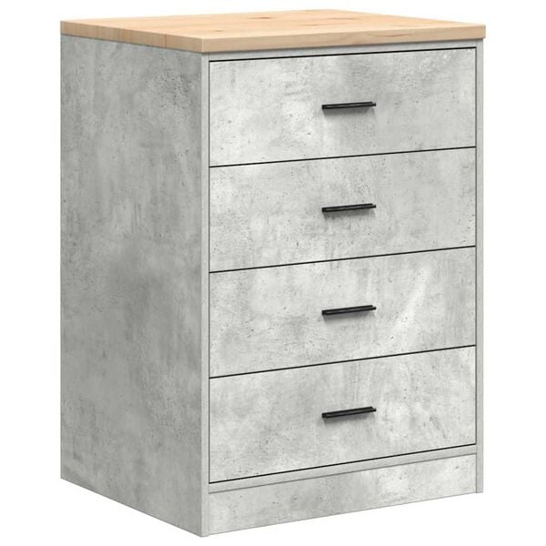 vidaXL Garage Storage Cabinet Concrete Grey 60x51x85 cm Solid Wood Pine