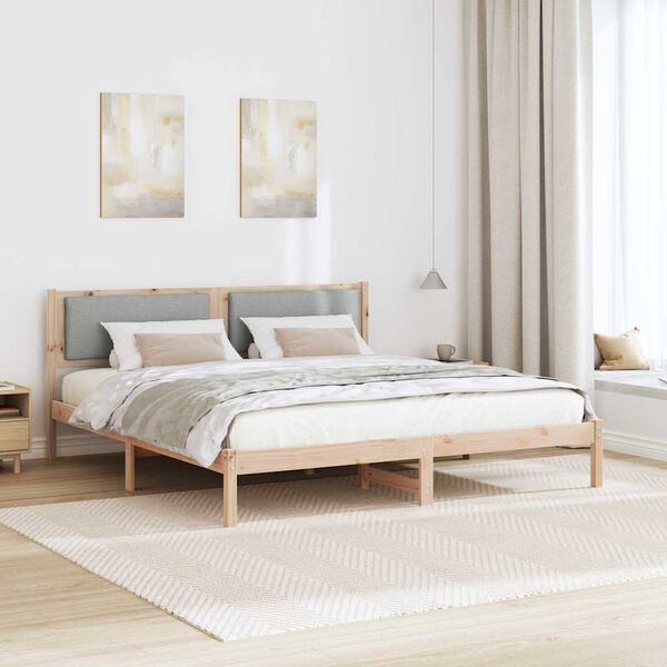vidaXL Bed Frame Light Grey 200 x 200 cm Solid Pine Wood