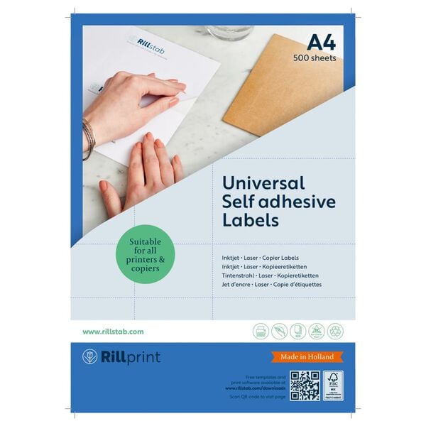 rillprint Self-adhesive Sticker Labels 105x42.4 mm 500 Sheets White