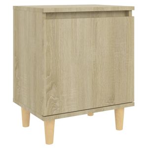 vidaXL Bed Cabinet with Solid Wood Legs Sonoma Oak 40x30x50 cm