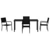 vidaXL Garden Dining Set with Cushion 5 pcs Black Poly Rattan