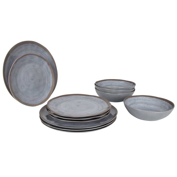 Bo-Camp 12 Piece Tableware Halo Melamine Grey and Terra