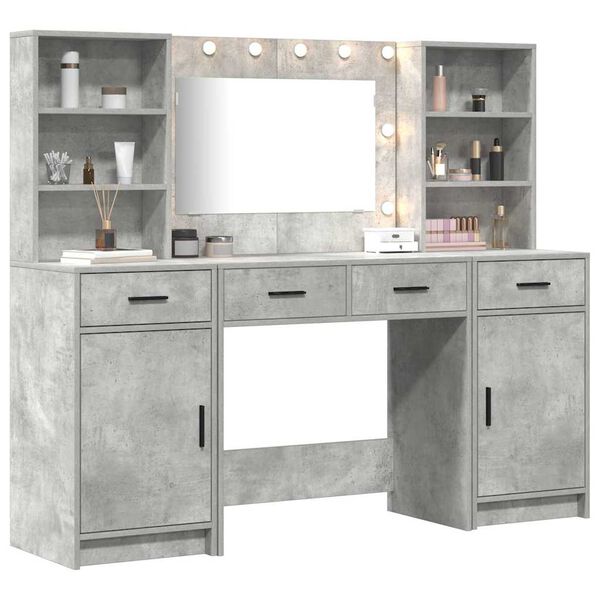 vidaXL Dressing Table Set 3 pcs Concrete Grey Engineered Wood