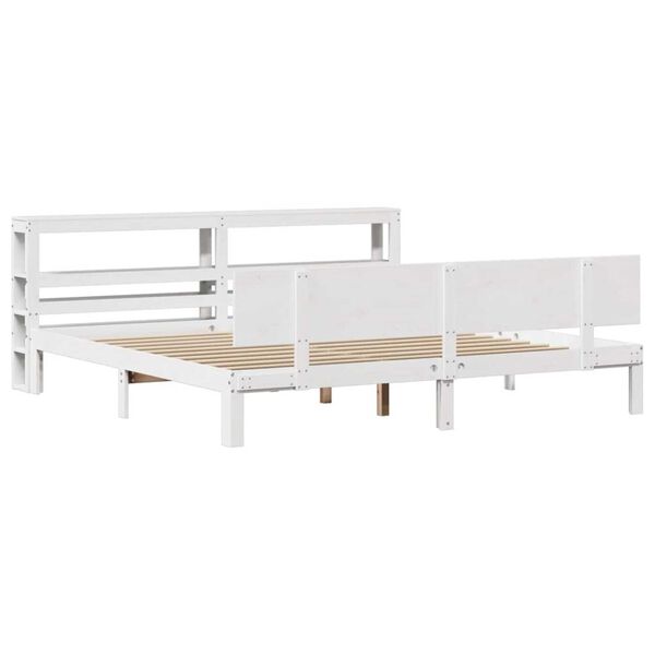 vidaXL Bed Frame with Headboard without Mattress White 180x200 cm Super King