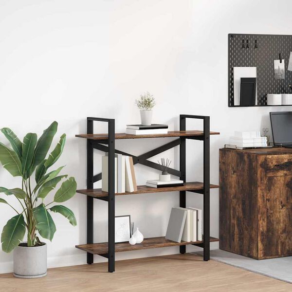 vidaXL Bookshelf Smoked Oak 100 x 33.5 x 102 cm Engineered Wood