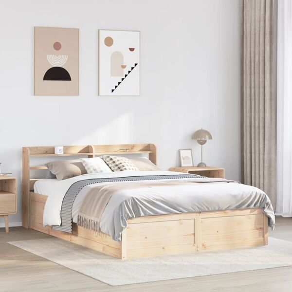 vidaXL Bed Frame with Headboard 120x190 cm Small Double Solid Wood Pine