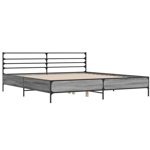 vidaXL Bed Frame without Mattress Grey Sonoma 200x200 cm
