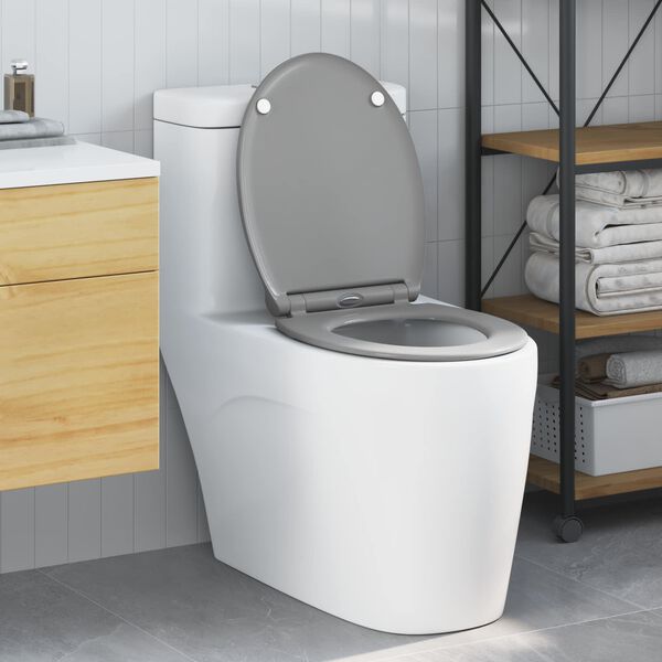 vidaXL Toilet Seat Grey 47 x 37.5 x 3.8 cm Duroplast