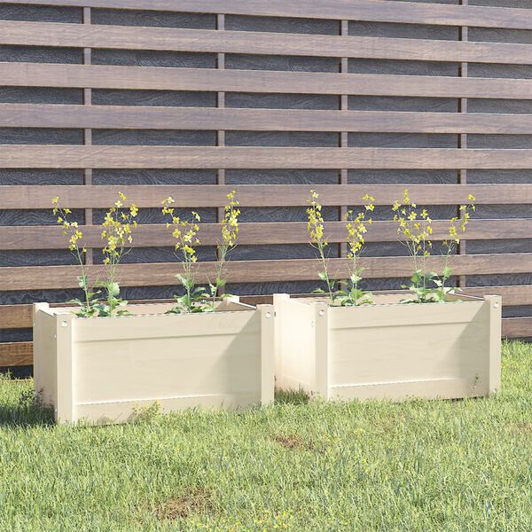 vidaXL Garden Planters 2 pcs White 60x31x31 cm Solid Pinewood