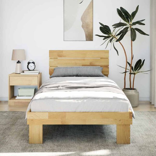 vidaXL Bed Frame with Headboard without Mattress 90x190 cm Solid Wood Oak