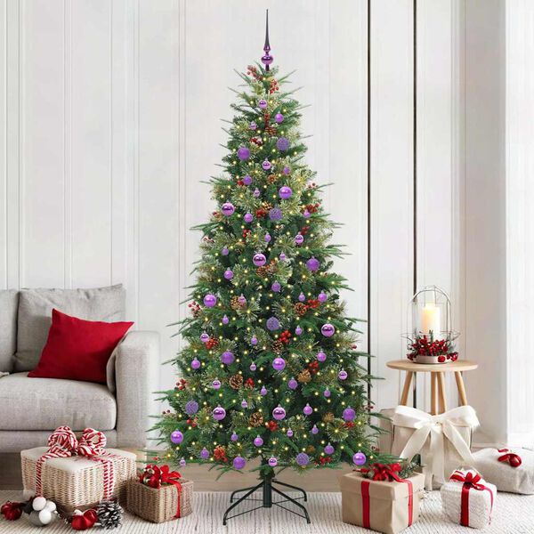 vidaXL Artificial Hinged Christmas Tree Green 210 cm PE and PVC