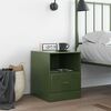 vidaXL Bedside Cabinet Olive Green 34.5x39x44 cm Steel