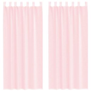 vidaXL Voile Curtains with Rod Pockets 2 pcs Light Pink
