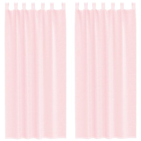 vidaXL Voile Curtains with Rod Pockets 2 pcs Light Pink
