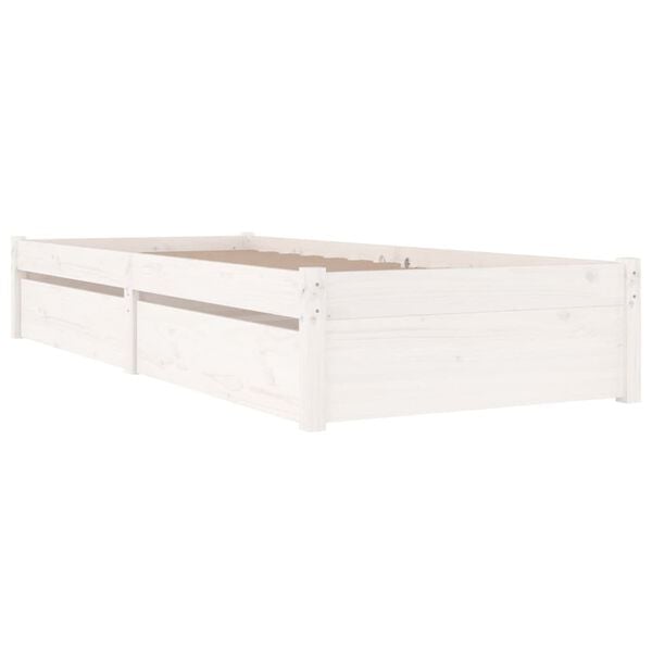 vidaXL Bed Frame without Mattress with Drawers White 90x200 cm (814935+814985)