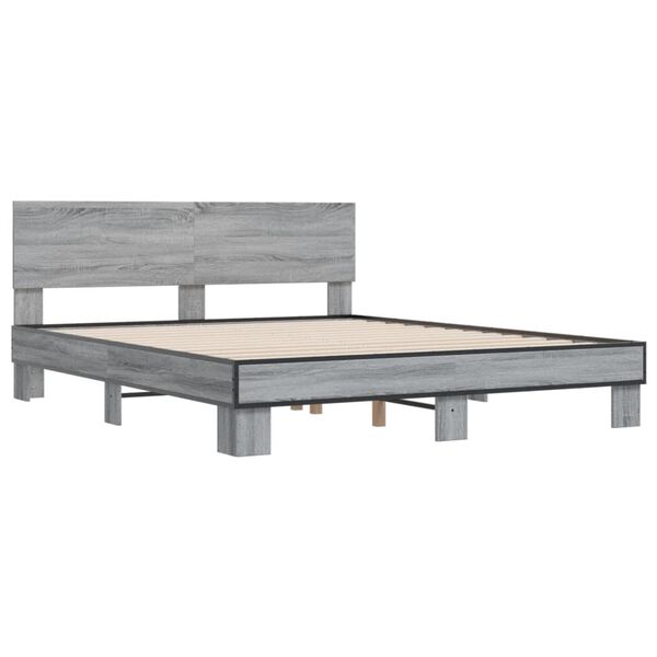 vidaXL Bed Frame without Mattress Grey Sonoma 160x200 cm